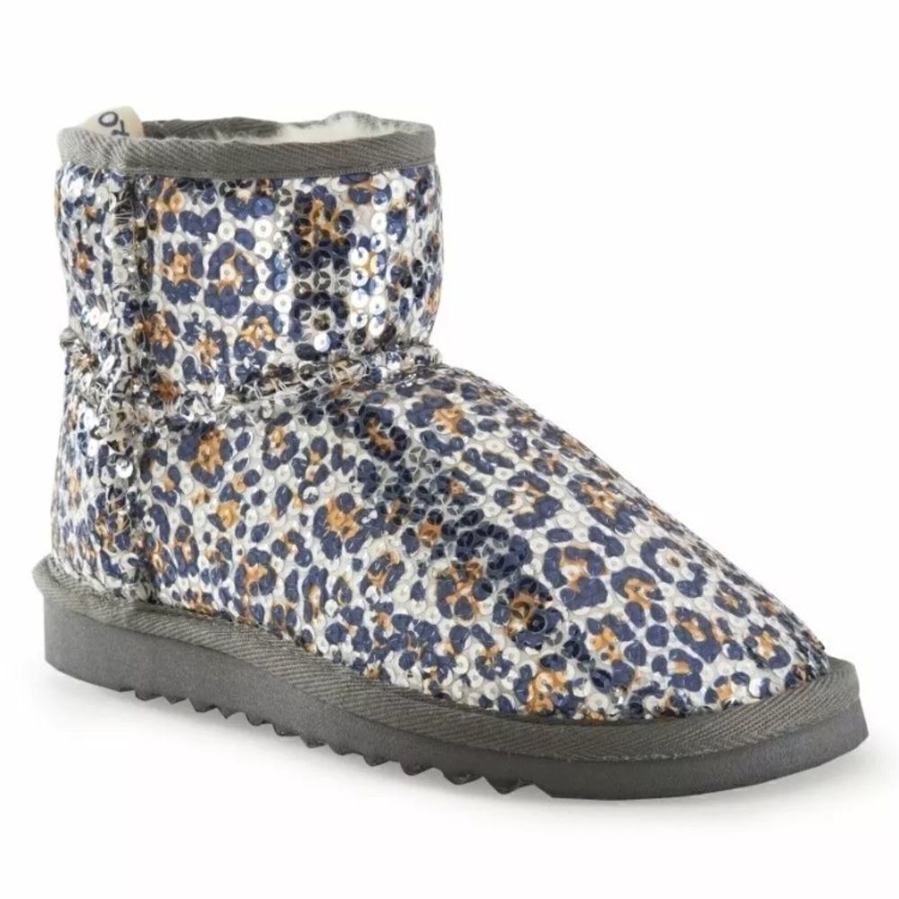 NWT 7 Aeropostale Sequin Metallic Slippers Booties Boots animal print
